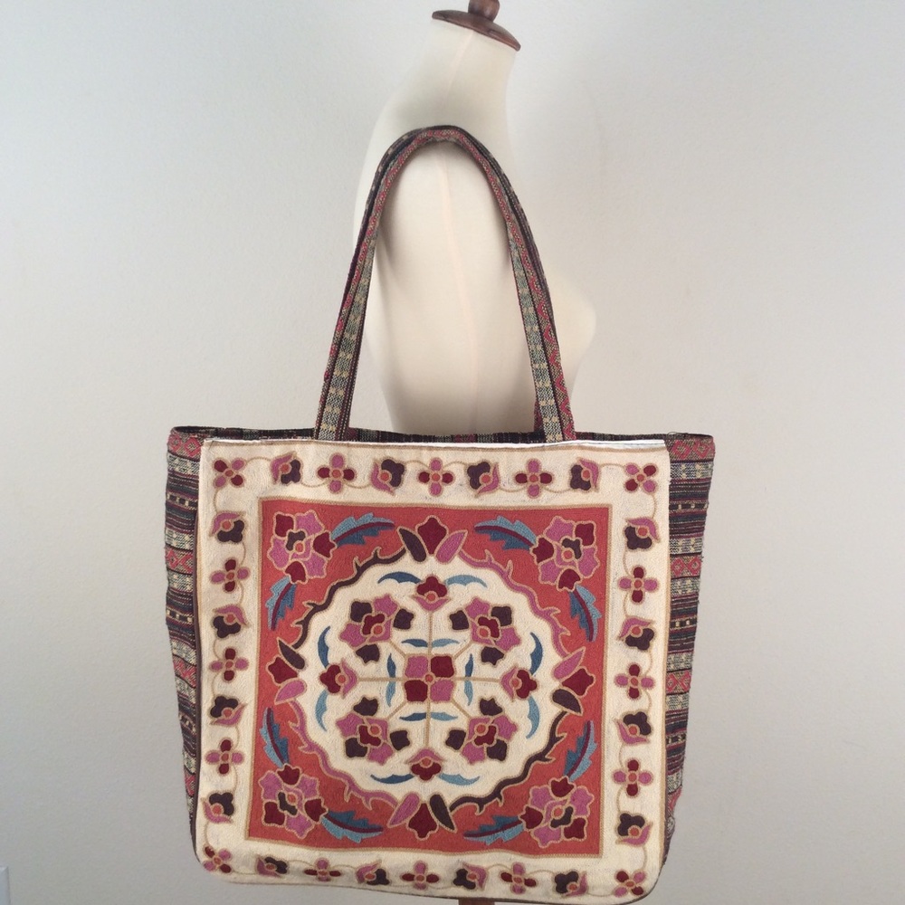 Embroidered Boho Tote Bag